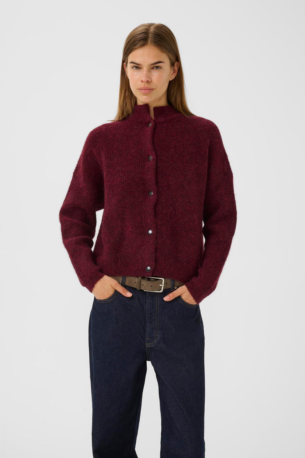 AlphaGZ kort cardigan - Blood Red Melange